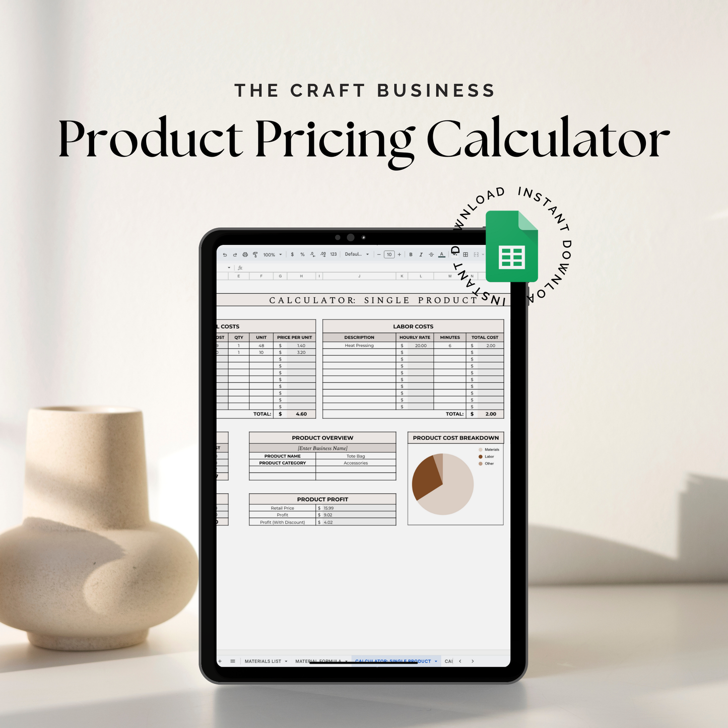 The Craft Business Product Pricing Calculator