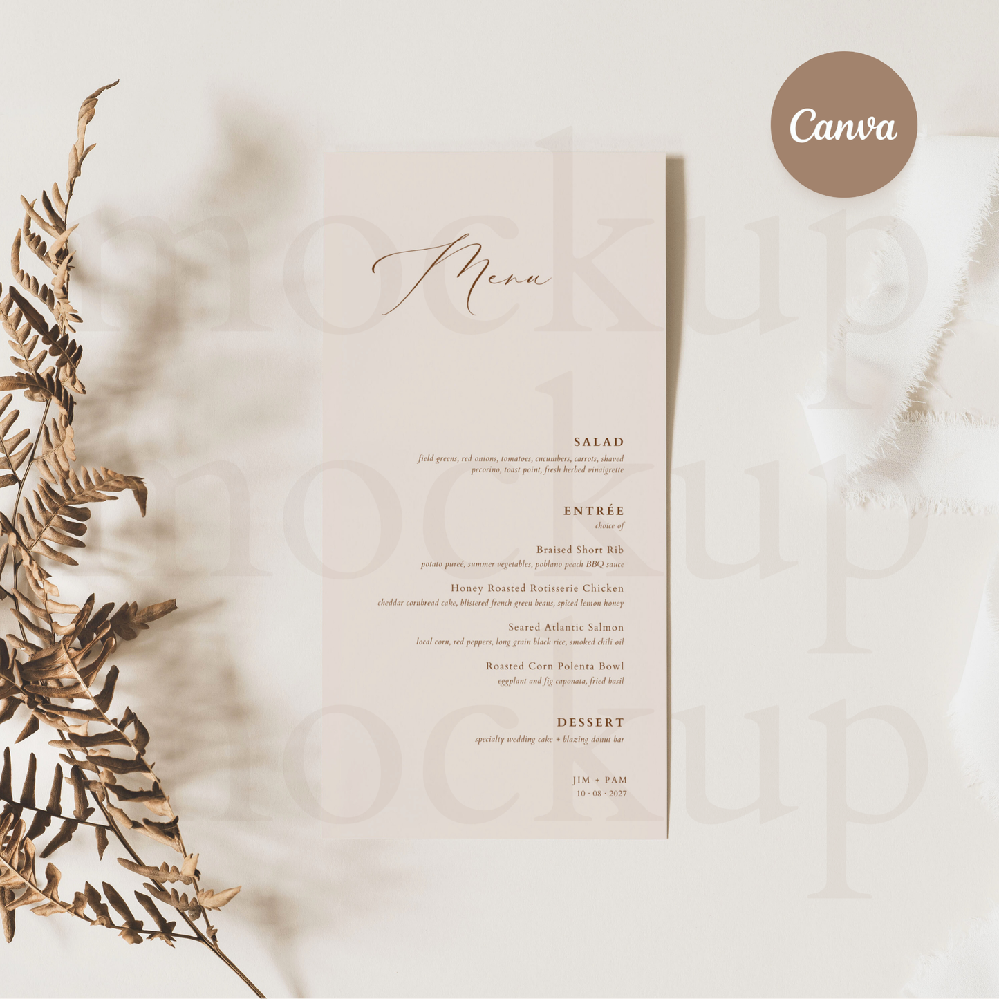 Wedding Menu Card Template
