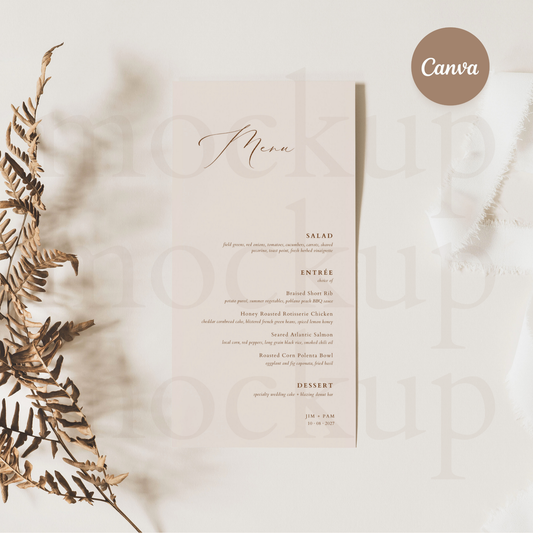 Wedding Menu Card Template