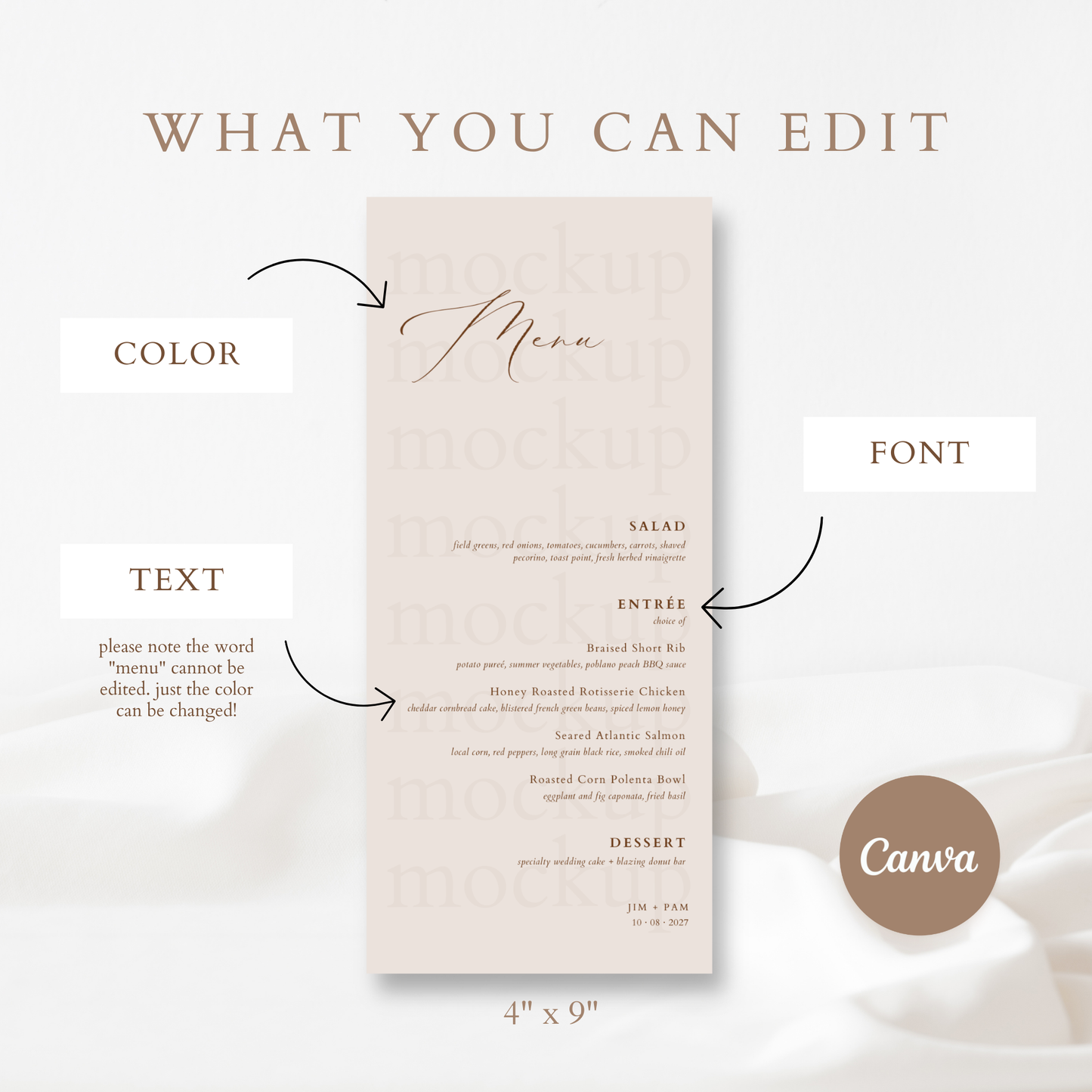 Wedding Menu Card Template