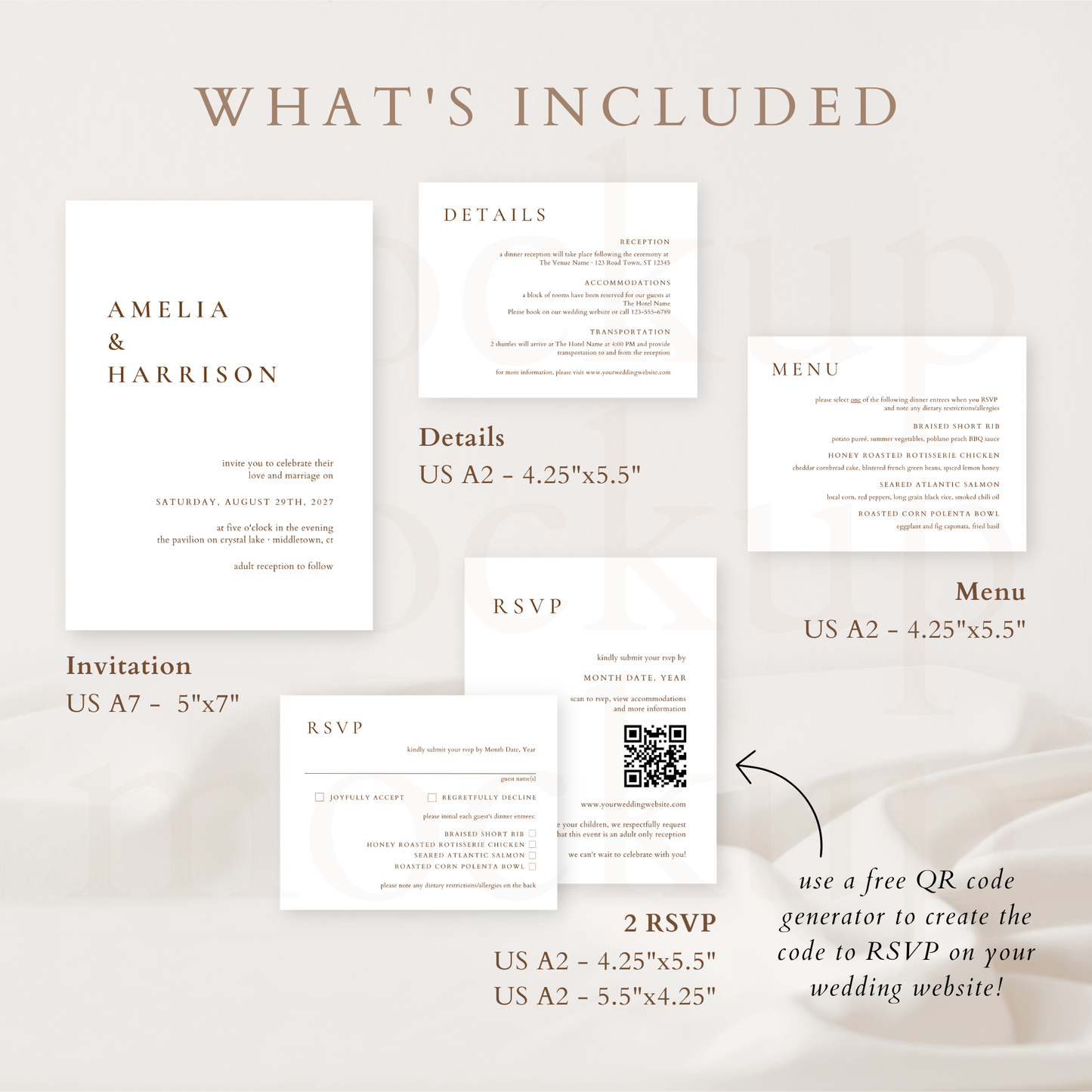 Minimalist Wedding Invitation Set Template
