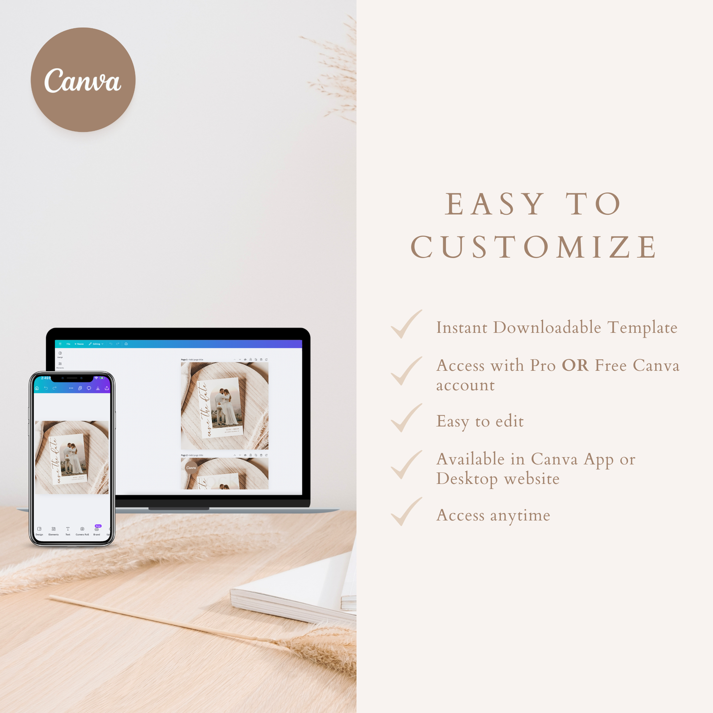 Minimalist Wedding Invitation Set Template