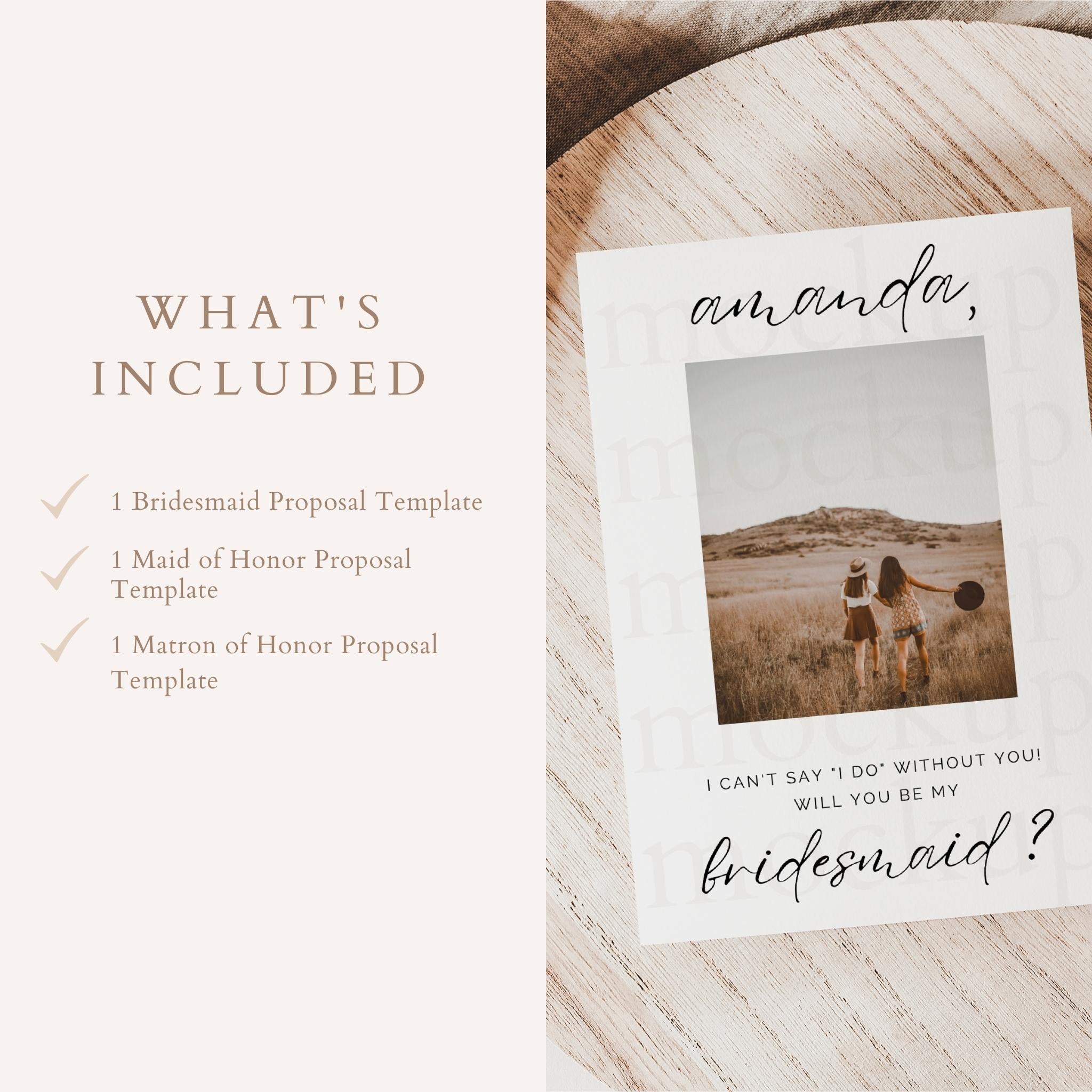 Bridesmaid Proposal Card Template shop.amymakesthat